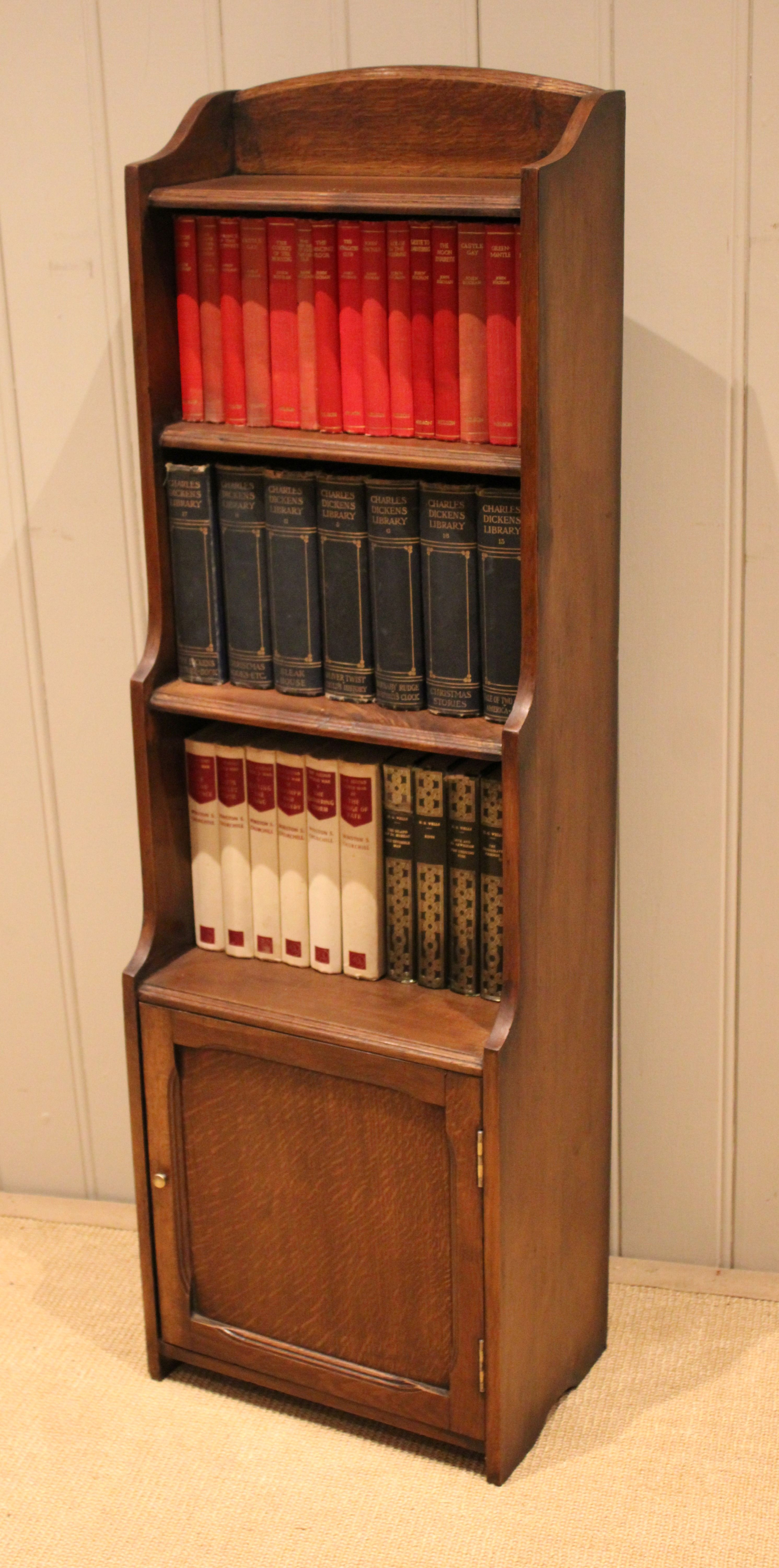 Small Graduated Oak Open Cabinet Bookcase