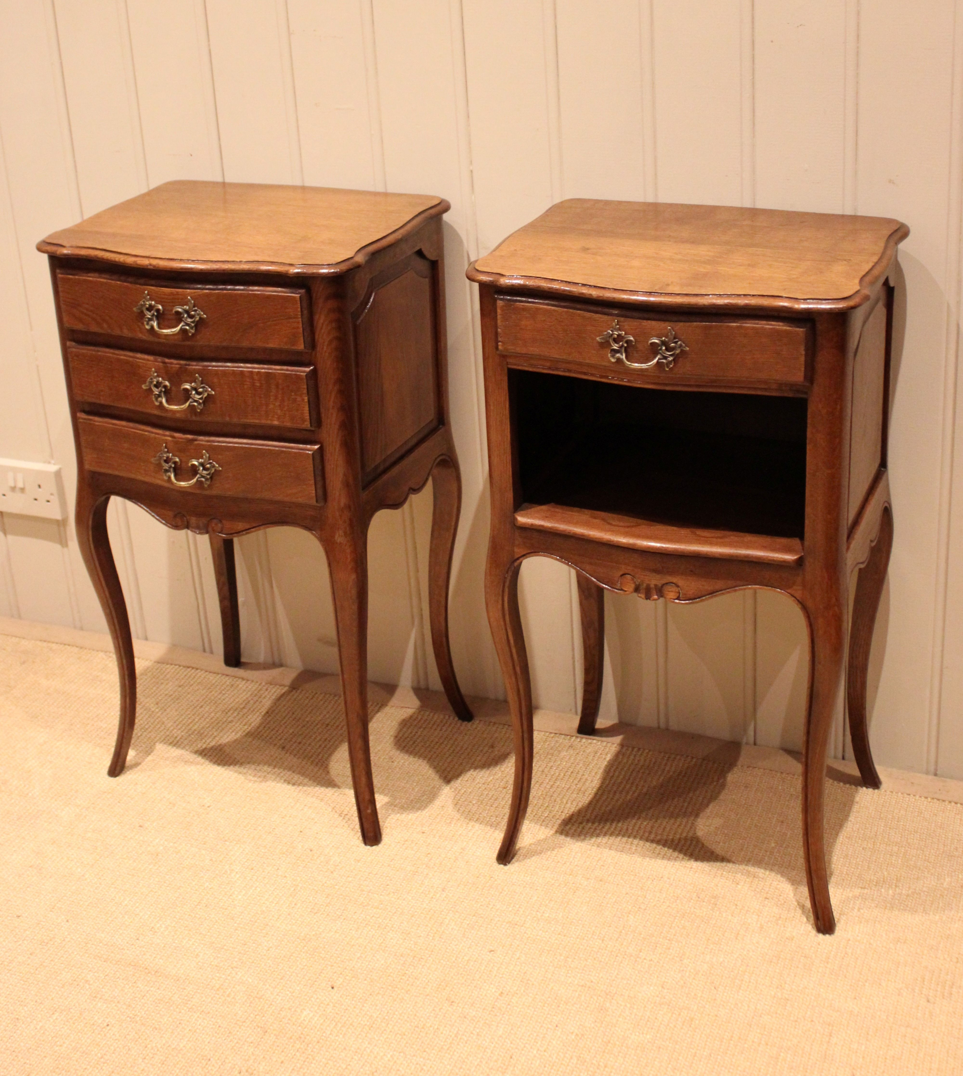 Pair Of French Solid Oak Bedside Cabinets