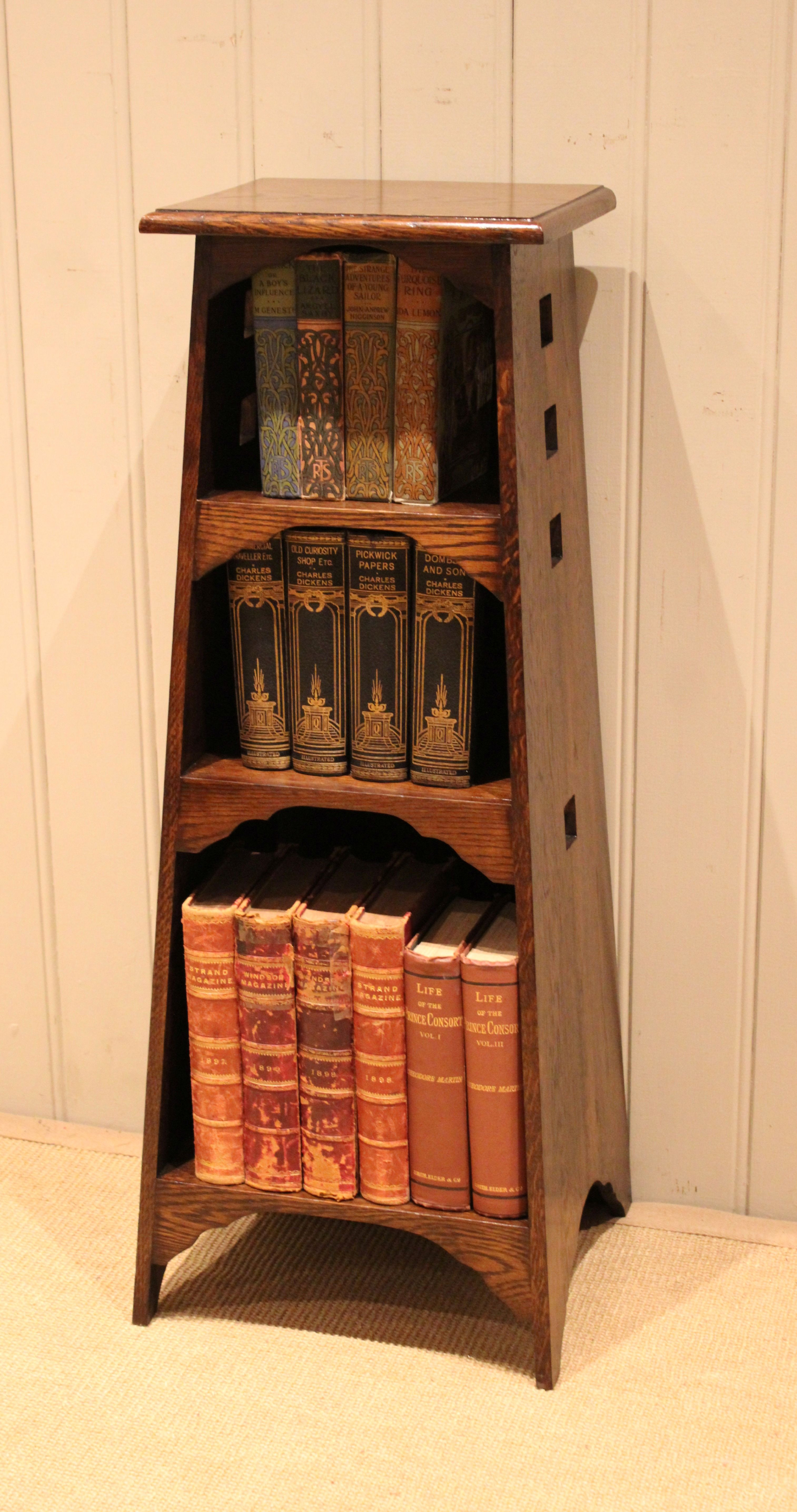 Solid Oak Stylized Open Bookcase