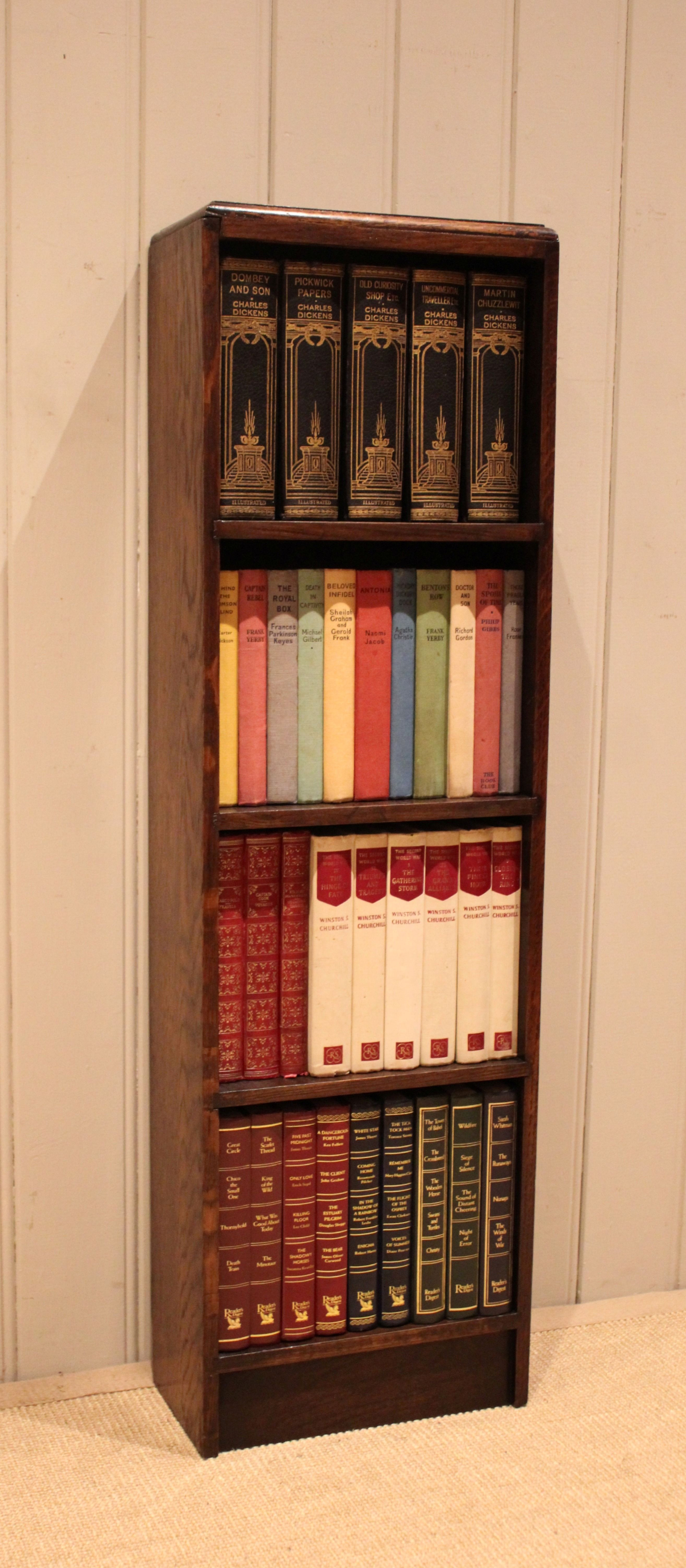 Small Narrow Oak Open Bookcase