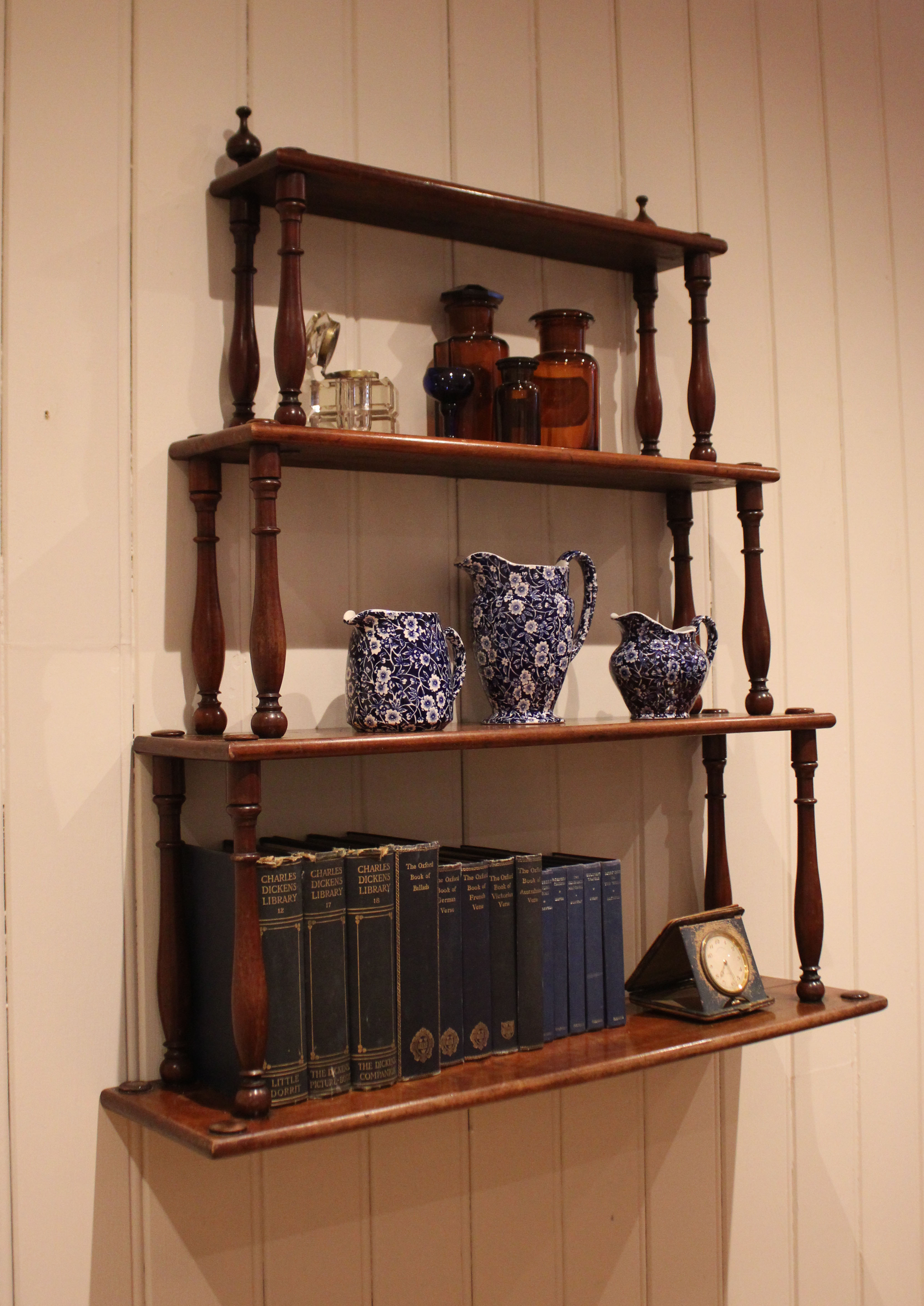 French Mahogany Waterfall Wall Shelves
