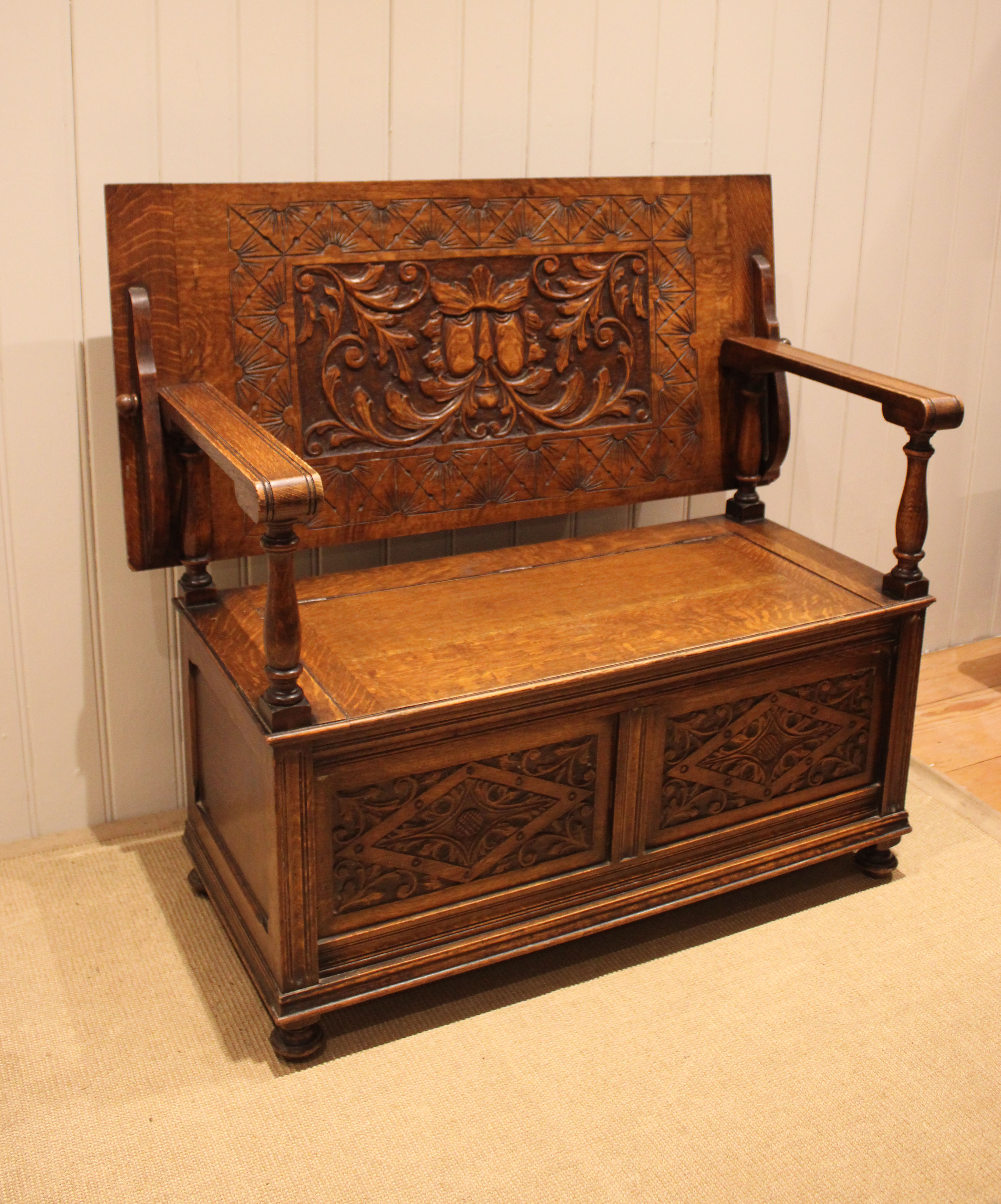 Solid Oak Monks Bench
