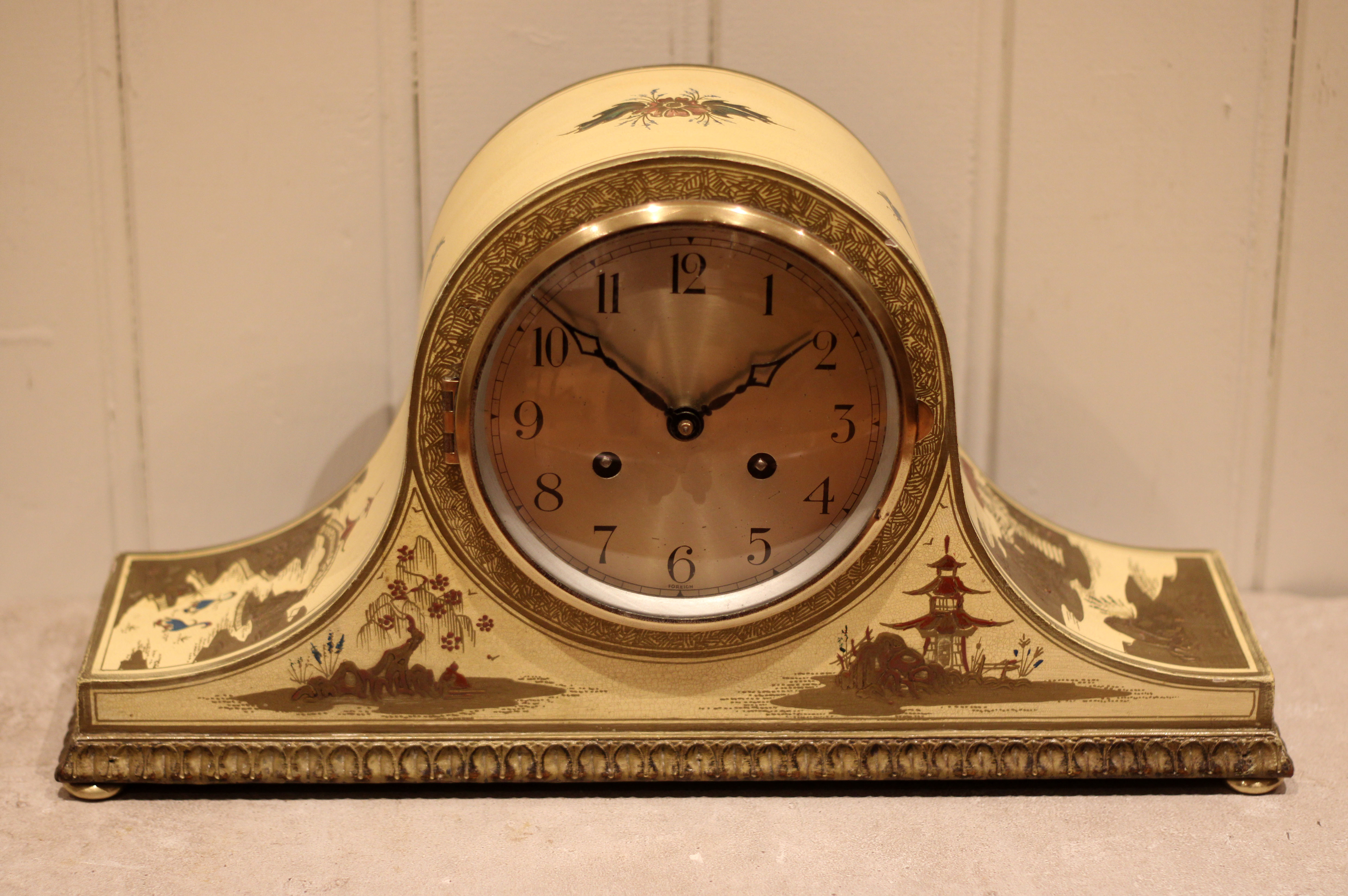 Cream Chinoiserie Mantel Clock