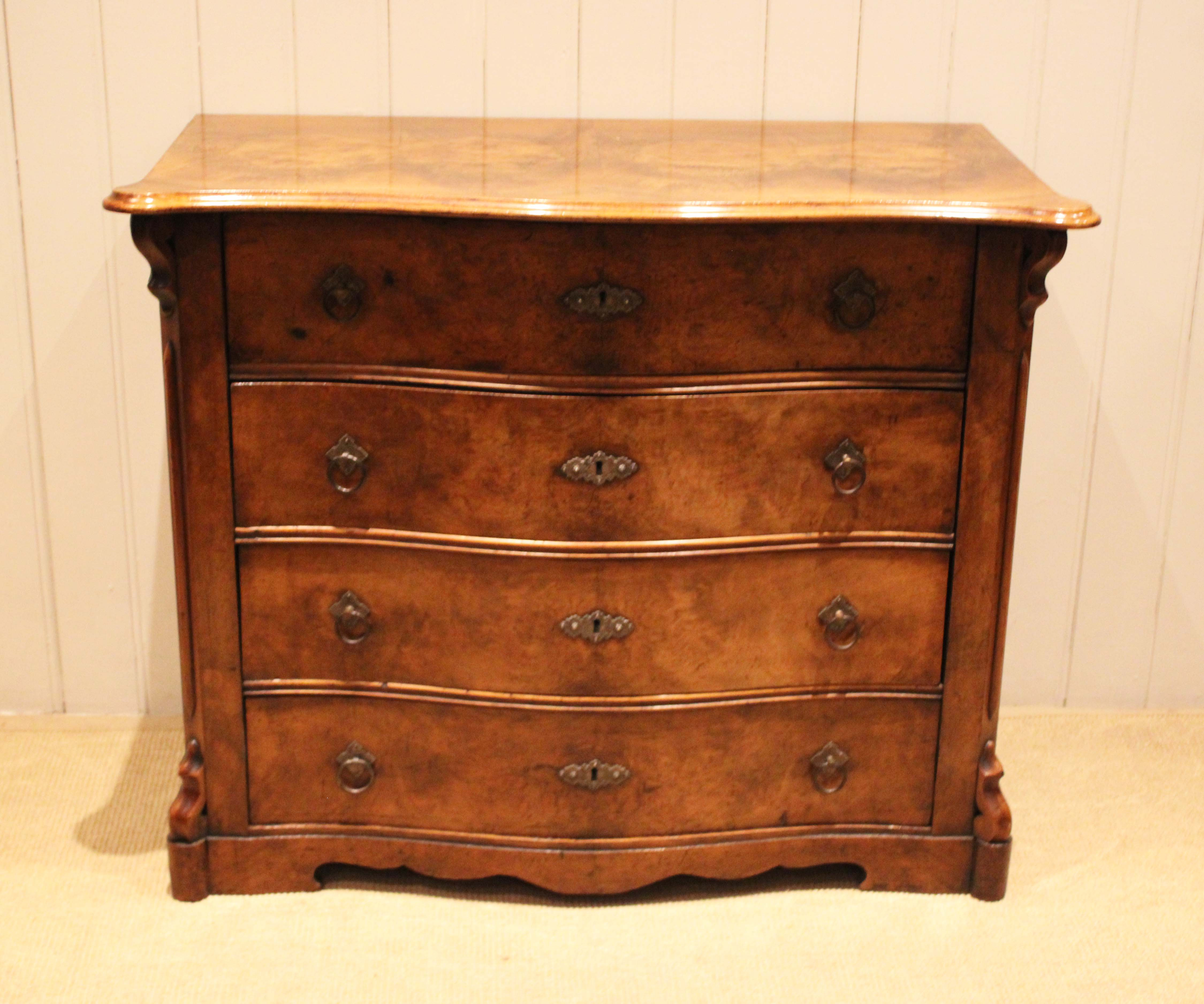 Mid 19th Century Burr walnut Chest Of drawers