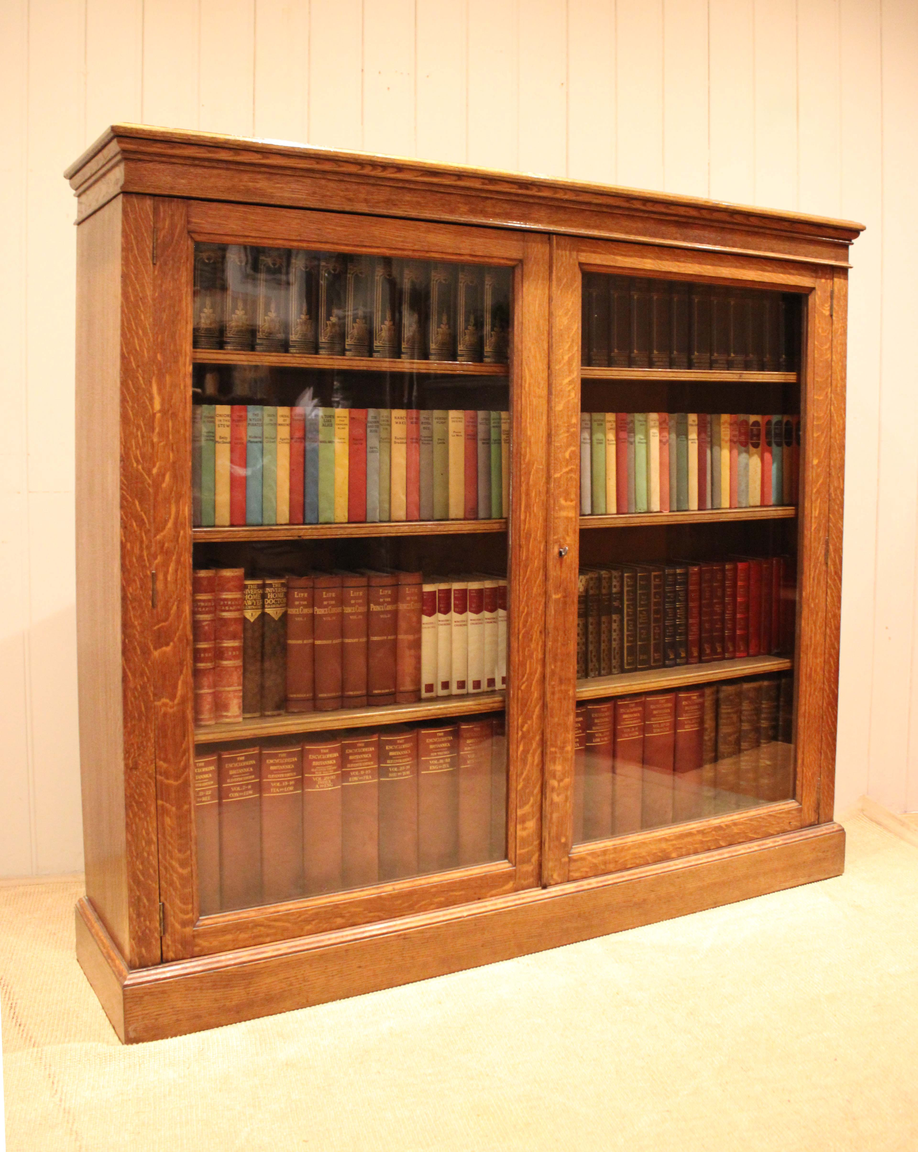 Large Oak Glazed Library Bookcase