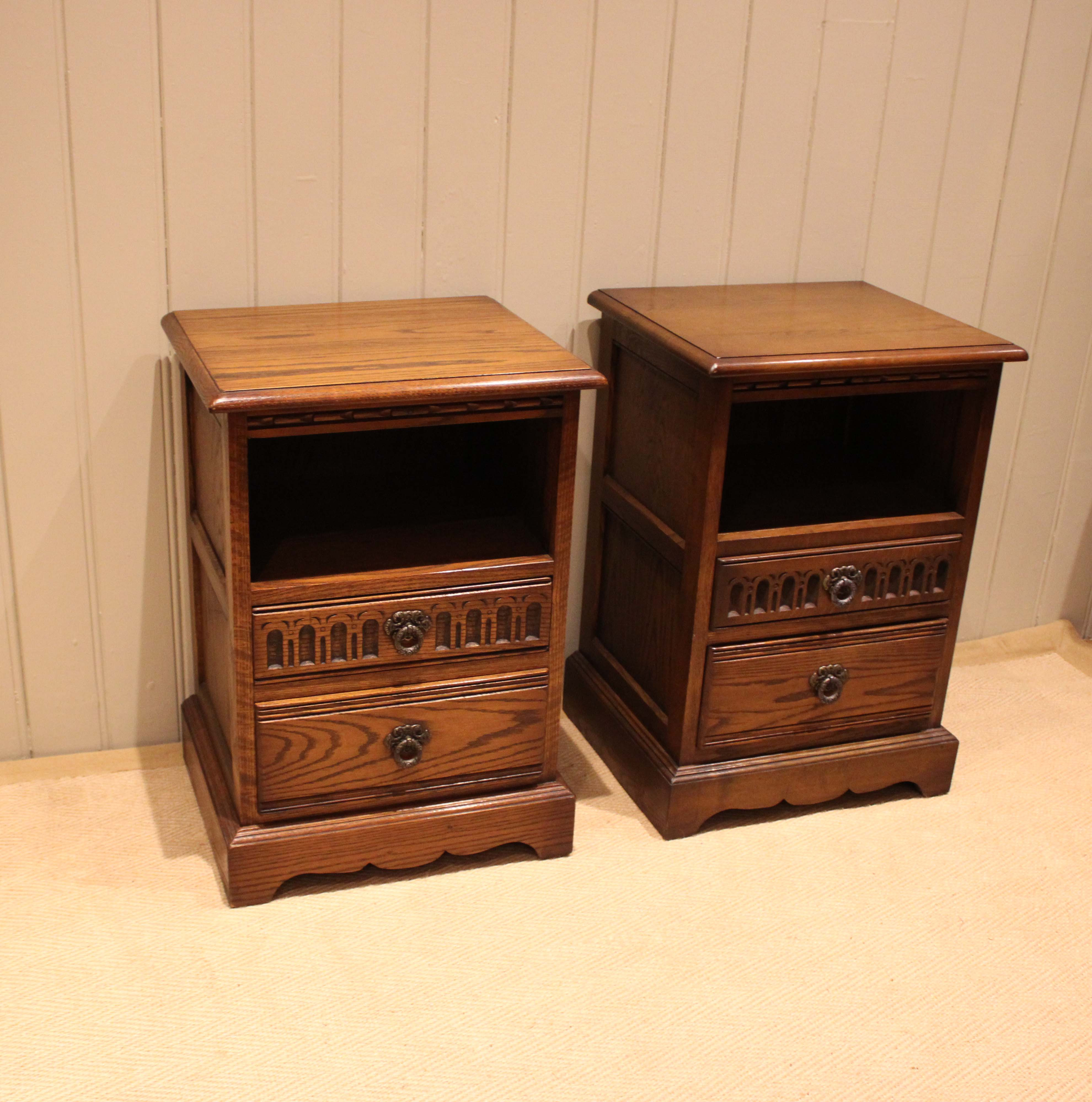 Pair Of Solid Oak Bedside Cabinets