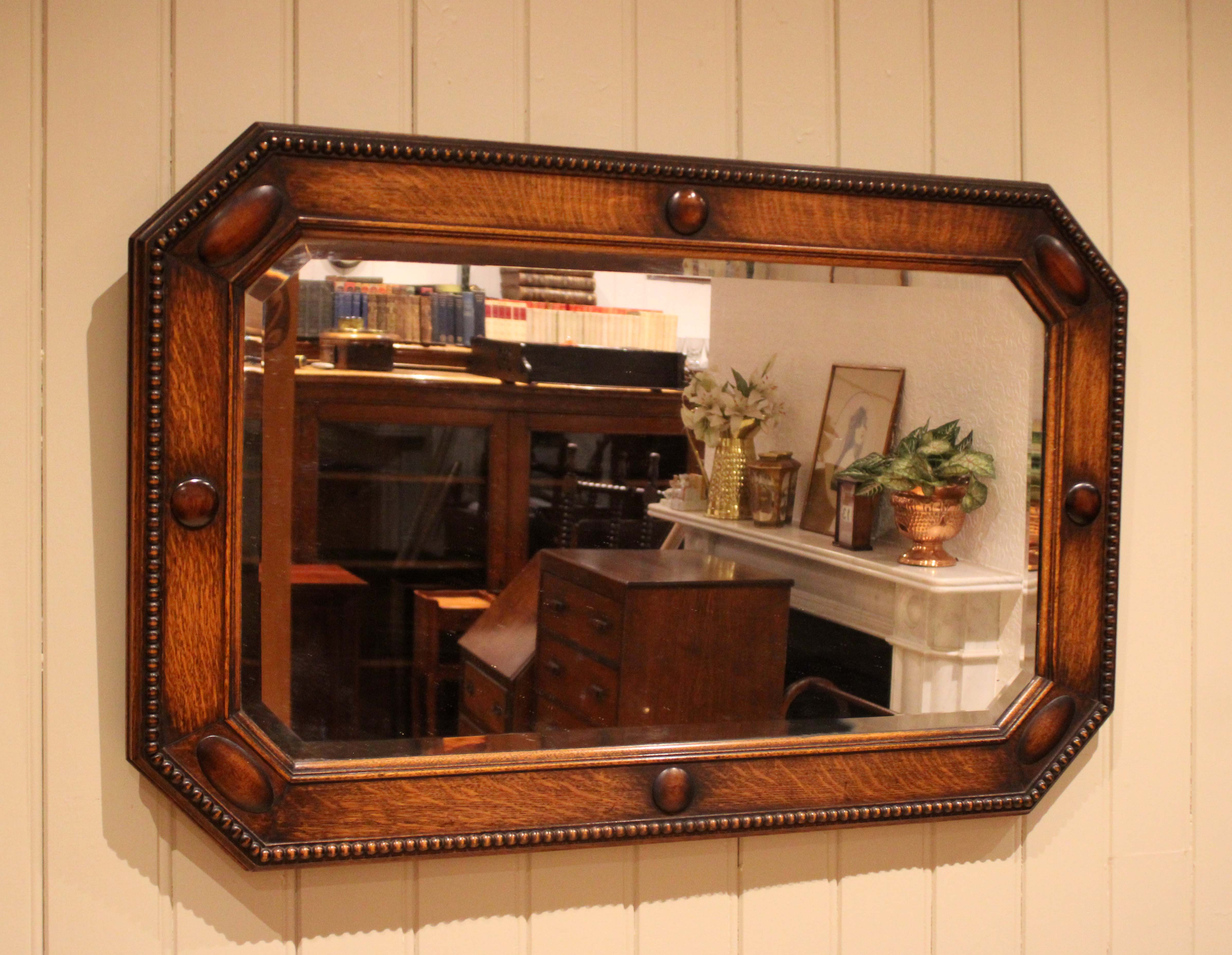 Large Rectangular Oak Wall Mirror