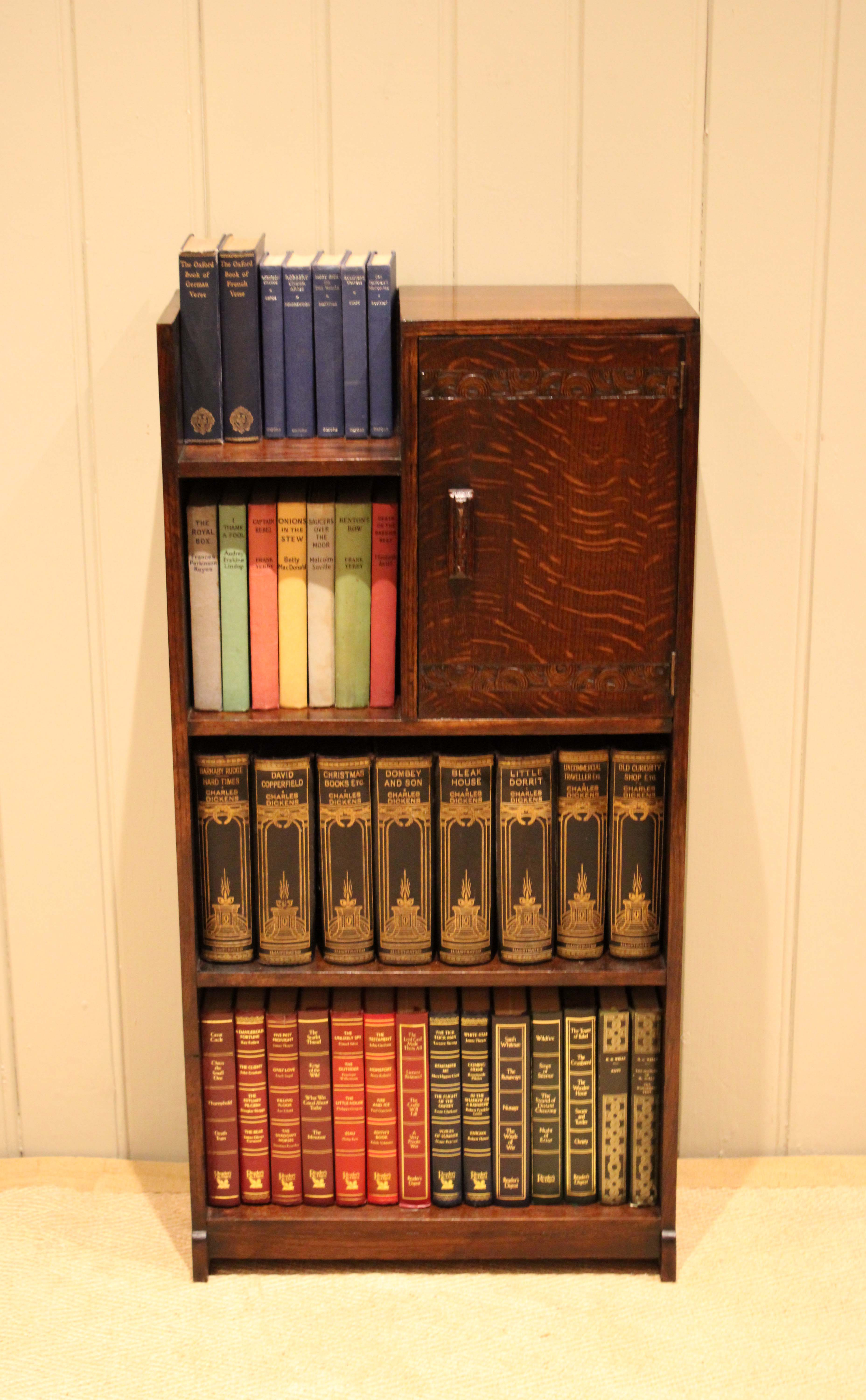 Oak Art Deco Open Bookcase