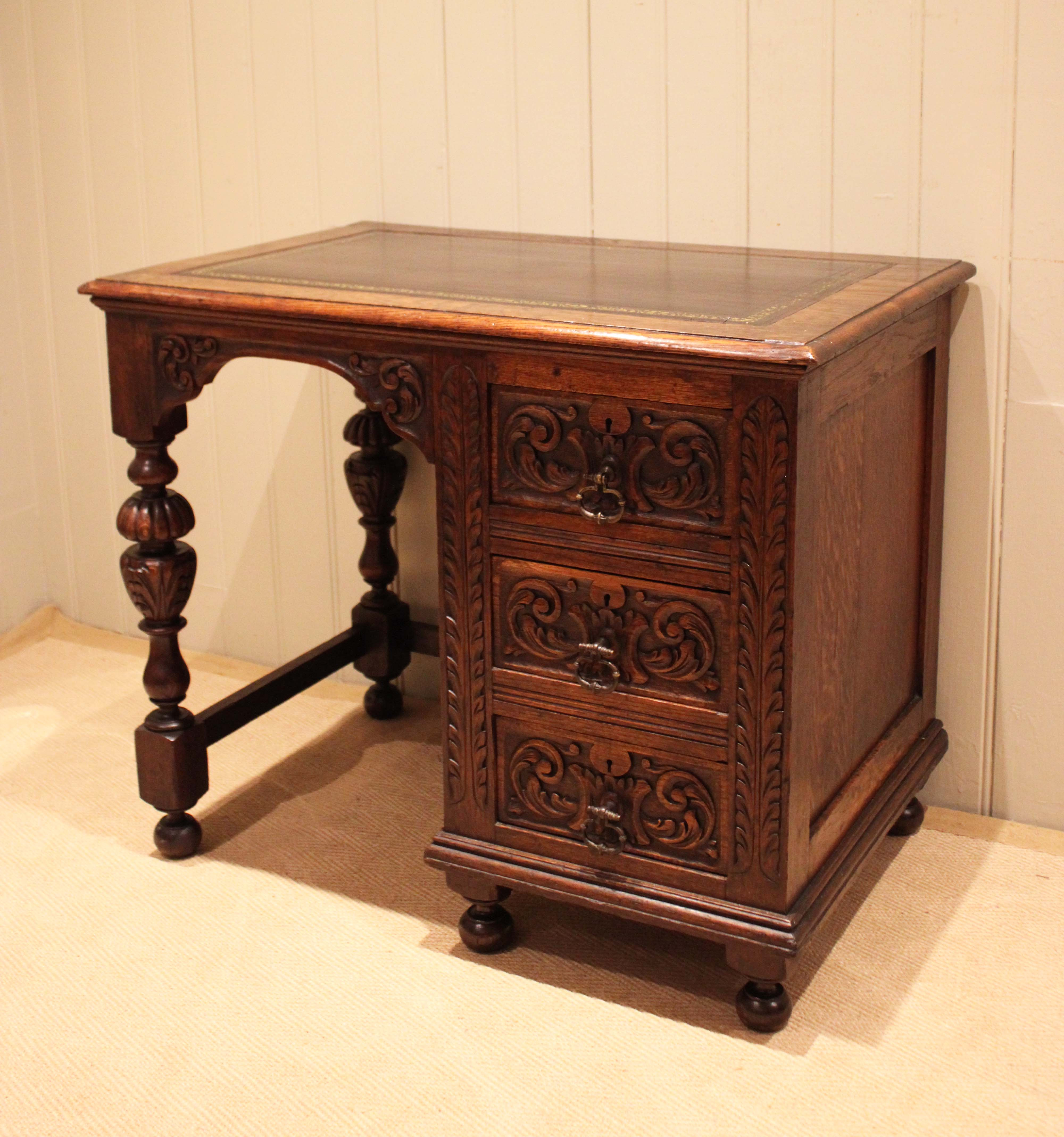 Late 19th Century Carved Oak Desk
