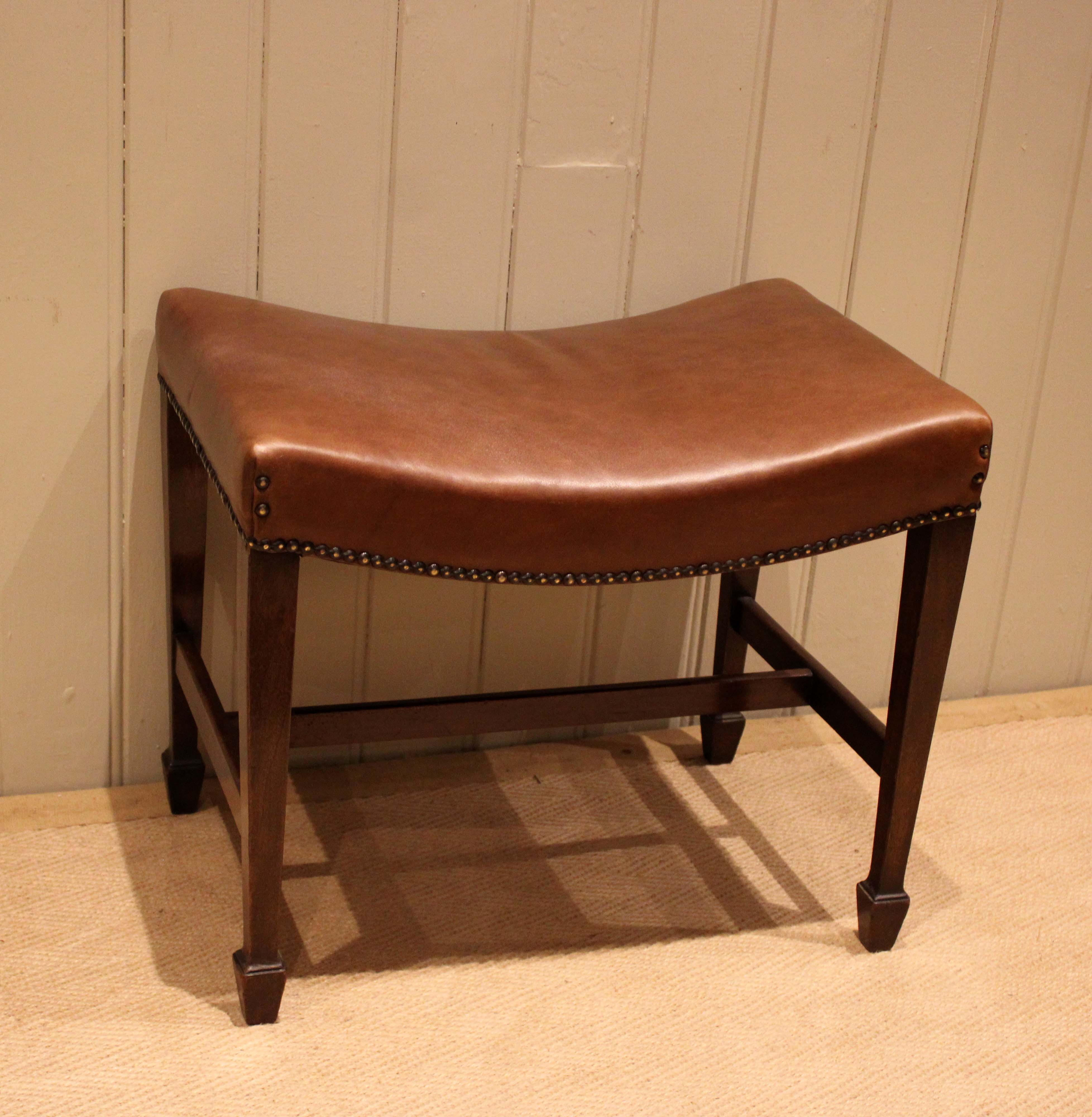 Edwardian Mahogany Leather Top Stool