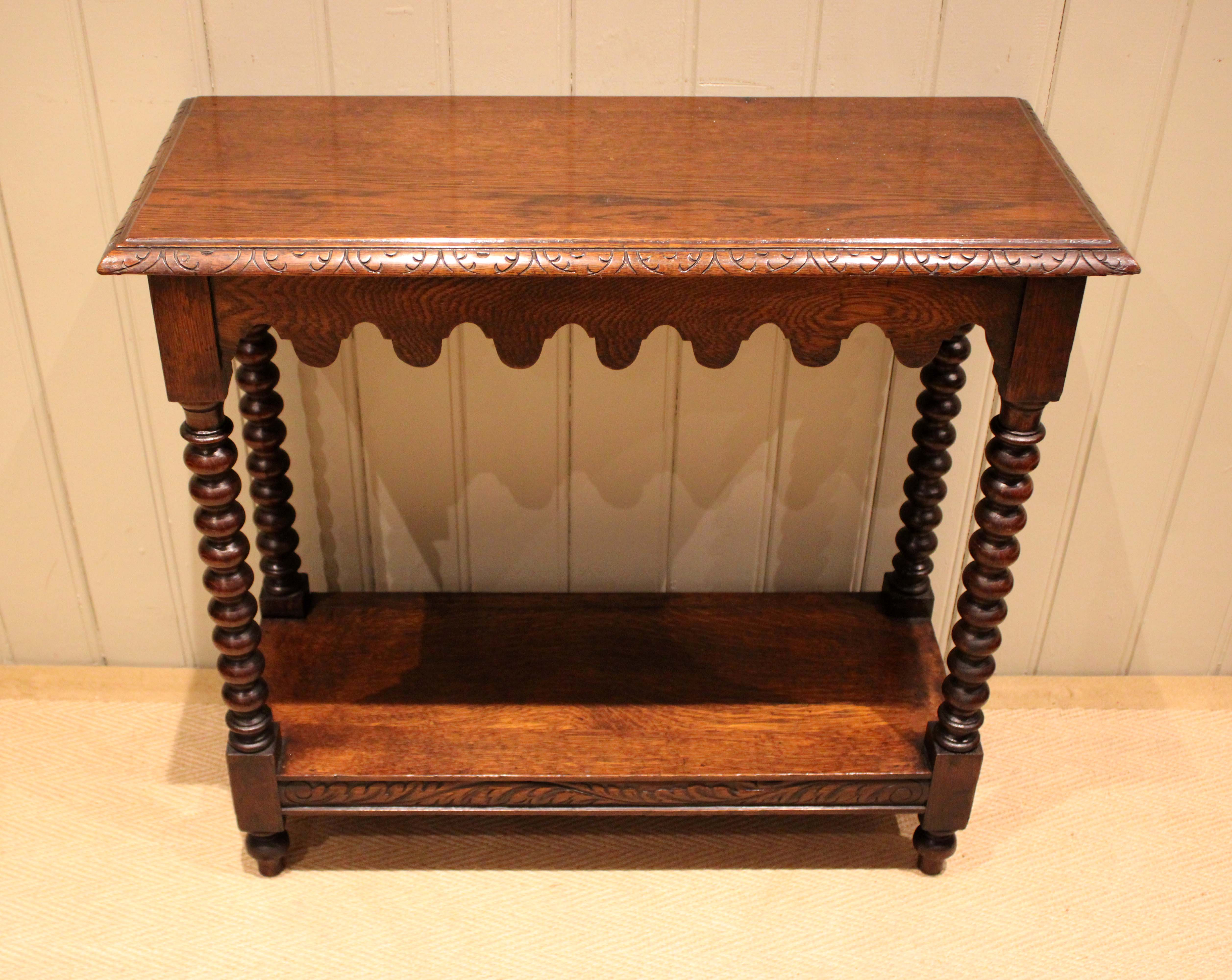 Late Victorian Solid Oak Hall / Console Table