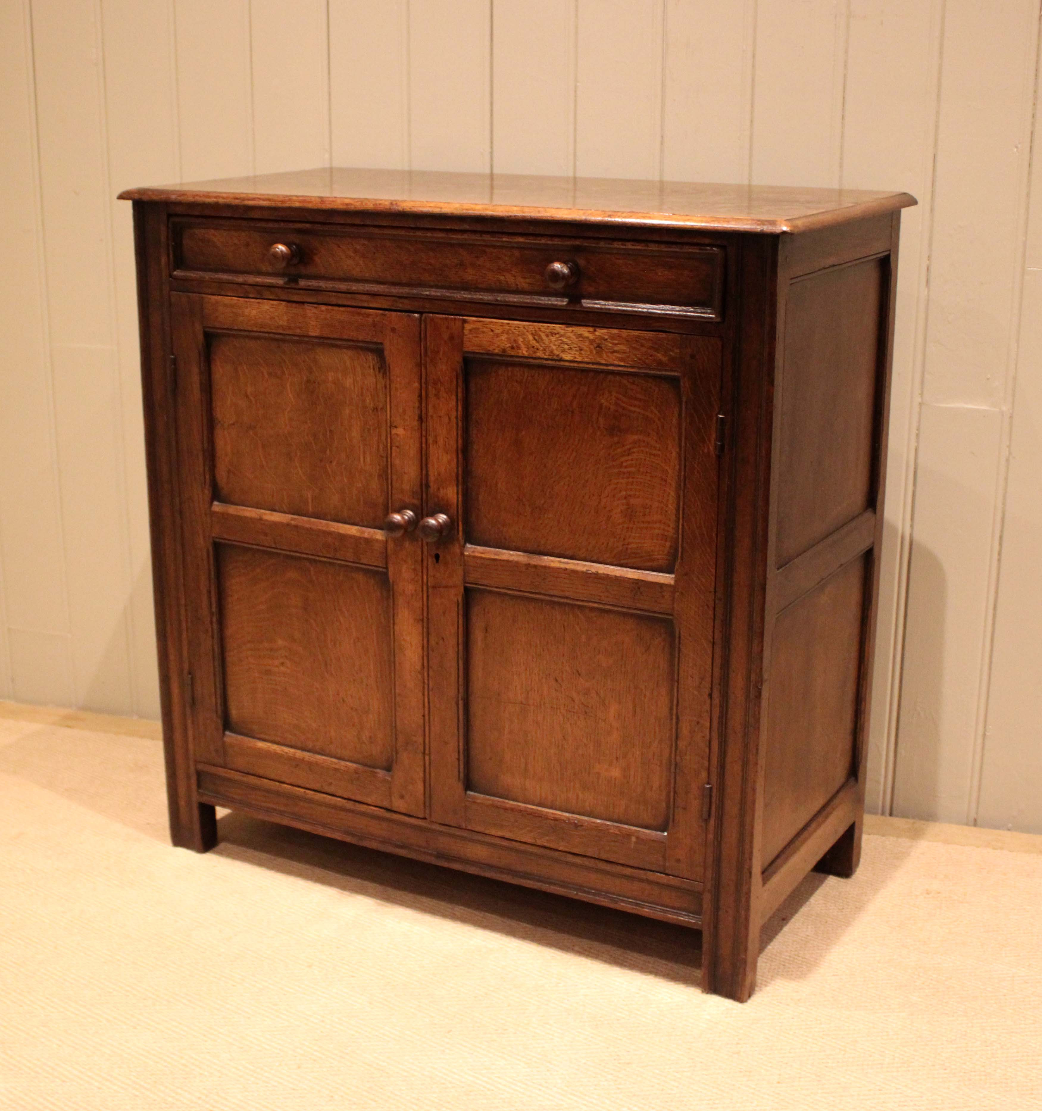 Late 19th Century Solid Oak Side Cabinet
