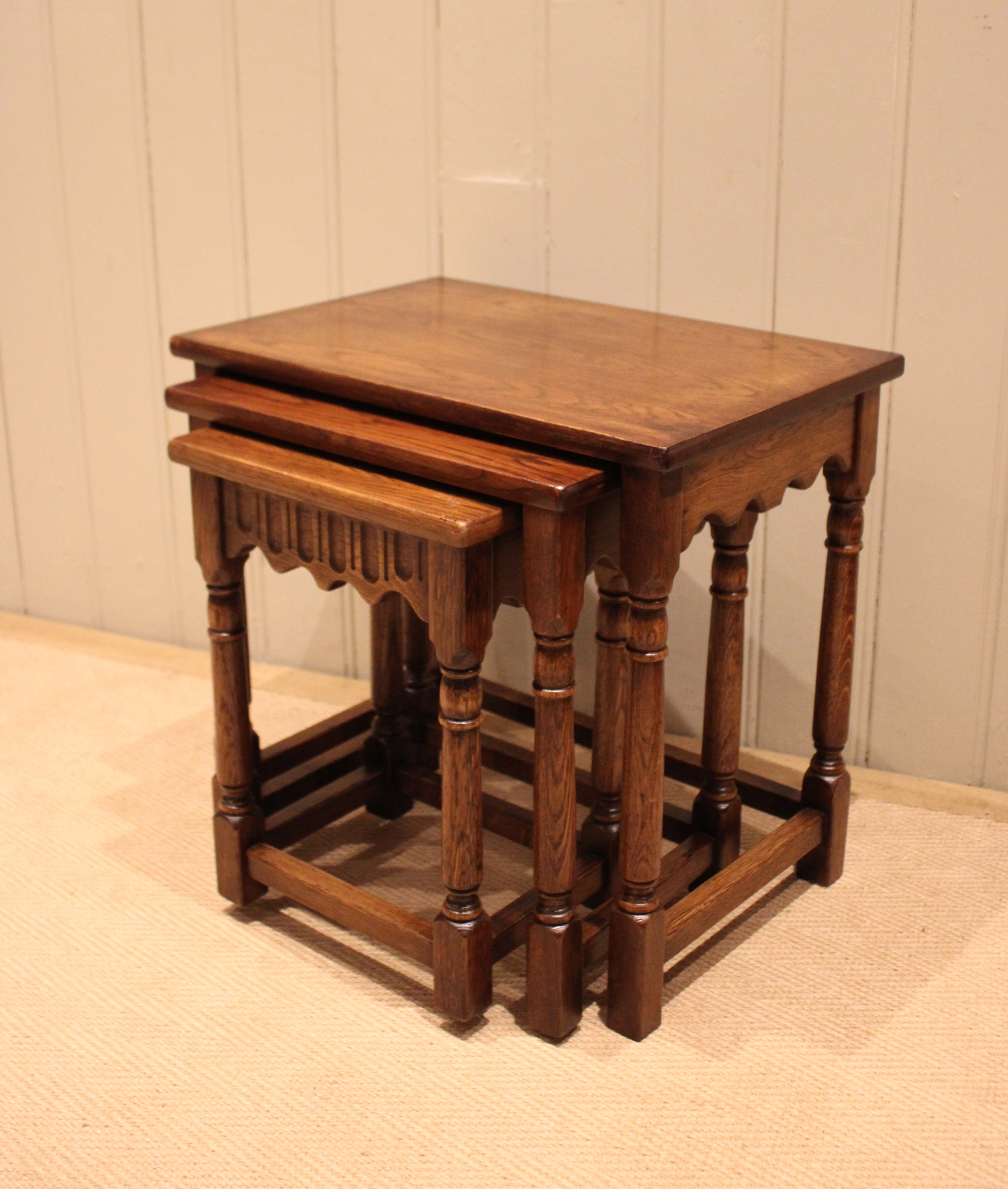 Oak Nest Of Three Tables
