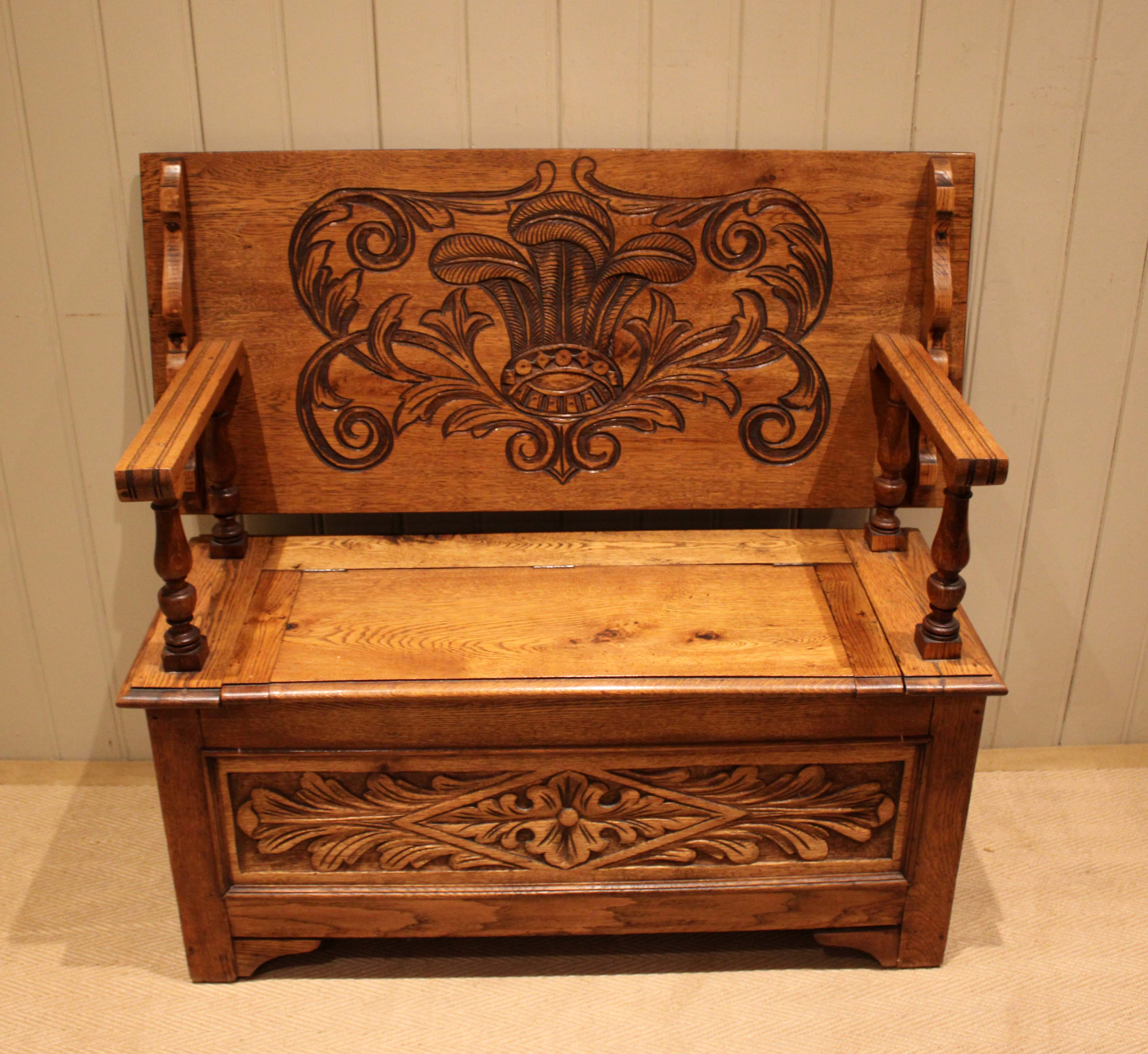 Golden Solid Oak Monks Bench