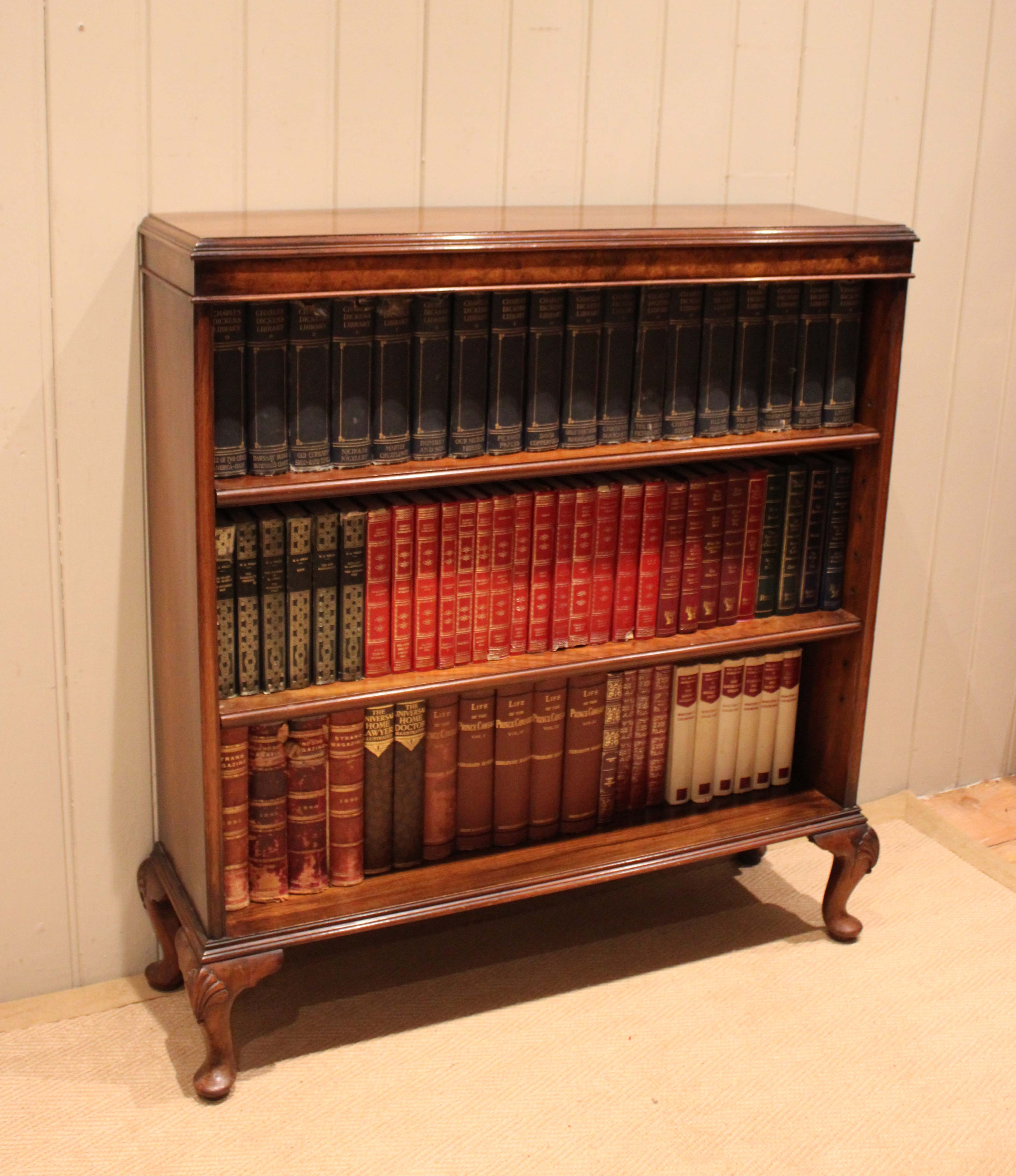 Walnut Open Bookcase With Adjustable Shelves